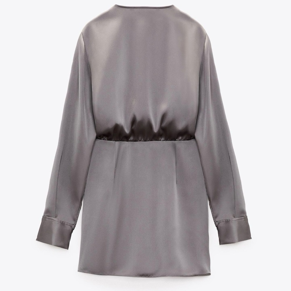 Zara satin gray Long Sleeve Dress